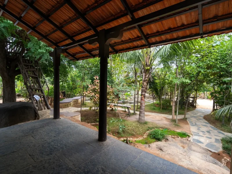 Outside view of Mud House from inside- Kilukka Farms
